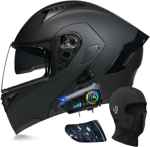 Miniatura 12 de Cascos modulares de motocicleta con Bluetooth, aprobados por DOT, casco de motocicleta de cara completa abatible con doble visera, con altavoces