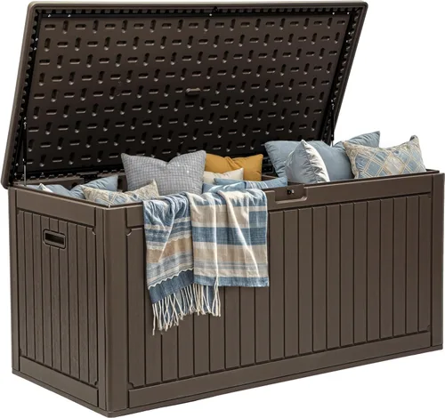 Miniatura 52 de YITAHOME Caja grande de resina de 100 galones, cajas de almacenamiento al aire libre para muebles de patio, cojines de exterior, herramientas