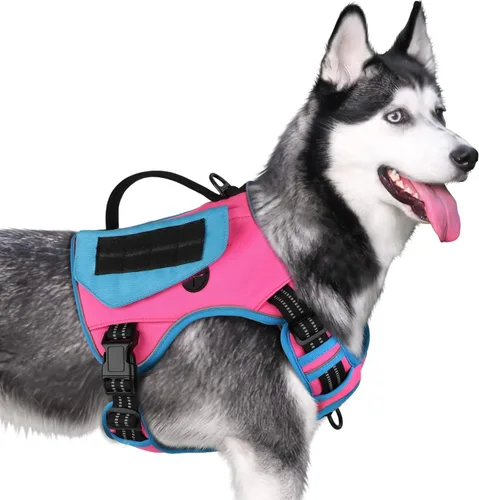 Miniatura 15 de WINGOIN - Arnés táctico púrpura para perros medianos, arnés resistente sin tirones con asa, chaleco militar K9 reflectante ajustable para mascotas