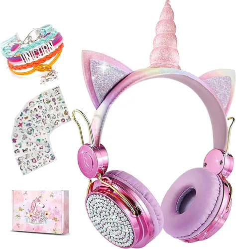 Miniatura 7 de SVYHUOK Auriculares inalámbricos de oreja de gato para niños con micrófono, auriculares Bluetooth sobre la oreja para la escuela, teléfonos