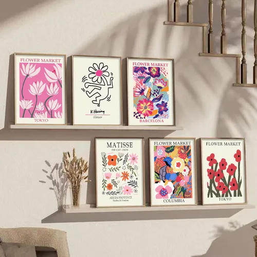 Miniatura 5 de RETRART Flower Market - Arte de pared, pósteres de Matisse e imágenes de flores, juego de impresión abstracta para dormitorio y sala de estar, 8 x