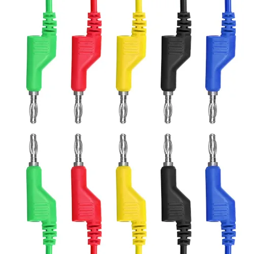 Miniatura 4 de Sumnacon Juego de 5 cables de prueba de enchufe de plátano a plátano, cable de prueba apilable de 0.157 in para multímetro, cable de prueba