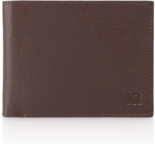 Miniatura 3 de KRONIFY Leather Wallet Men RFID Blocking Bifold & Trifold Genuine Leather 13 Card Slots Coin Pocket Gift Box Natural Dark Brown