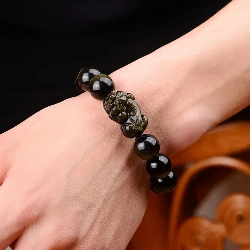 Miniatura 5 de Jan Dee Pulsera de cristal PiXiu de obsidiana natural y semipreciosa