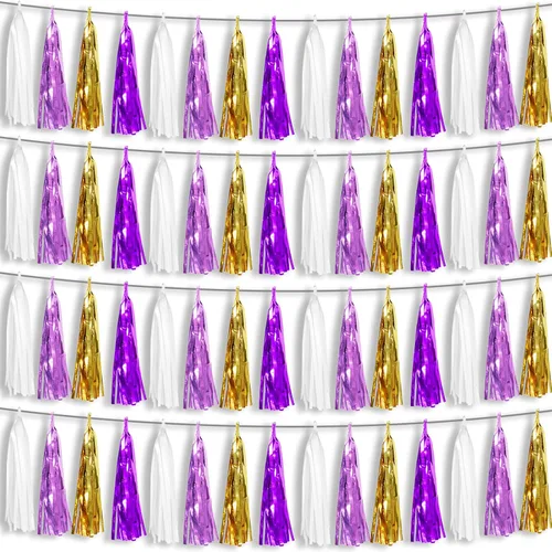 Miniatura 19 de 4P Guirnalda de Borla de Flecos de Aluminio Metálico Negro para Flotas de Desfile, Despedida de Soltera, Boda, Cumpleaños, Halloween, Navidad