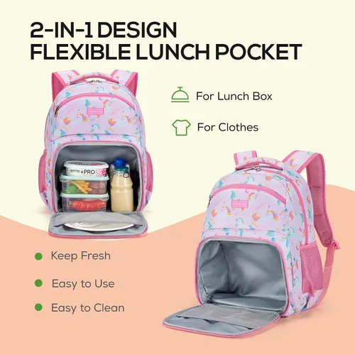 Miniatura 4 de mommore Mochila para niños con múltiples compartimentos, Unicornio, Mochilas de viaje
