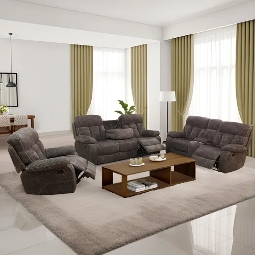 Miniatura 26 de Juego de sofá reclinable para muebles de sala de estar, juego de sofá y silla reclinable de pana verde, tela manual, sofá reclinable de 3 plazas