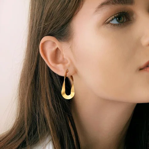 Miniatura 5 de MengPa Aretes de aro para mujer, chapados en oro negro, aretes de gota, joyería de moda
