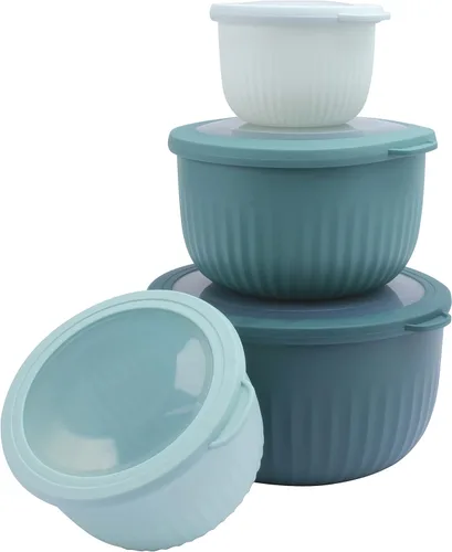 Miniatura 327 de COOK WITH COLOR Tazones de preparación con tapas - Juego de tazones pequeños de mezcla de plástico anchos y profundos anidables con tapas, juego