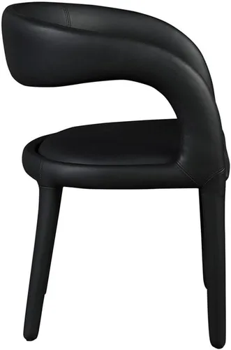 Miniatura 6 de Meridian Furniture 987Black-C Sylvester Collection Modern Silla de comedor tapizada de cuero vegano contemporáneo con respaldo redondeado, 23.5