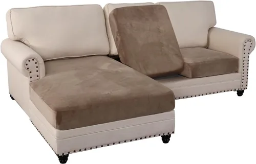 PrinceDeco Fundas de sofá seccional 3 piezas Fundas de sofá de terciopelo Fundas de sofá en forma de L suaves para sofá seccional Funda de sofá de