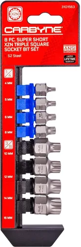 Miniatura 6 de CARBYNE Juego de 8 piezas XZN Triple Square Super Short Low Profile Bit Socket Set – 12 puntos 0.157 in a 0.630 in, Dual-Drive: unidad cuadrada