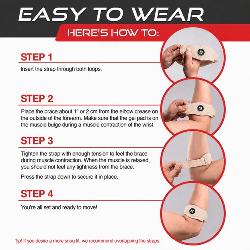 Miniatura 7 de Sleeve Stars - Codera de tenis para hombres y mujeres, codera para tendinitis, codo de tenis, codo de golfista, soporte de contrafuerza para alivio