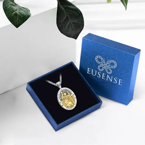 Miniatura 144 de Eusense San Miguel San Cristóbal San Benito San Judas Virgen María Collar chapado en oro 925 joyería religiosa para hombres y mujeres, collar