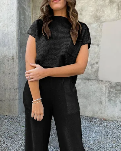 Miniatura 5 de RIVSAK Conjunto de dos piezas de suéter para mujer, conjunto de pantalones de suéter para mujer, conjuntos de descanso, tops de punto y pantalones
