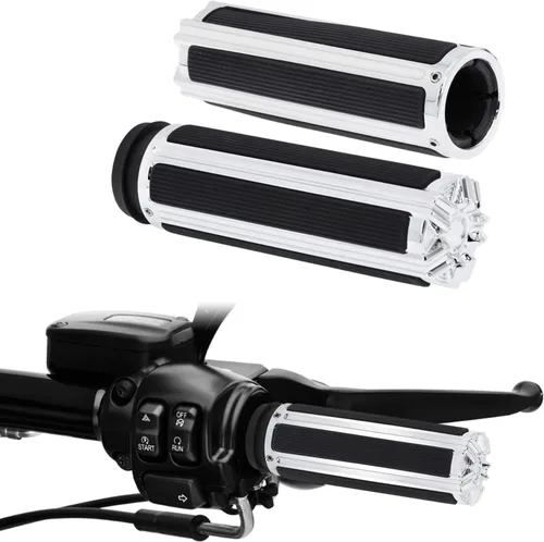 Miniatura 19 de 1" Electronic Throttle Defiance Handlebar Grips 25mm Hand Grips Fit for Harley Touring Street Glide Road King Road Glide Electra Glide #2 Negro