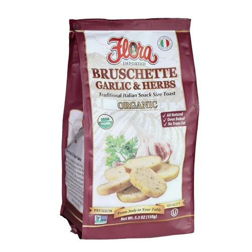 Miniatura 4 de Flora Foods - Mini tostadas de bruschette orgánicas (ajo y hierbas), importadas de Italia, pan para bruschetta