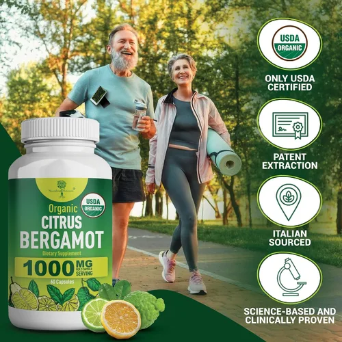 Miniatura 3 de Suplemento orgánico de bergamota cítrica – Solo USDA, cardiólogo formulado con más de 200 estudios científicos – 1000 mg – Extracto patentado