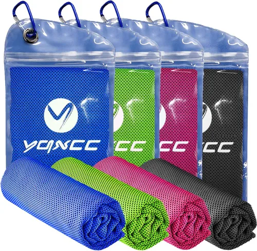 YQXCC Toallas refrescantes | Paquete de 4 unidades de 47 x 12 pulgadas | Hielo fresco para cuello | Microfibra suave transpirable | para yoga, Azul