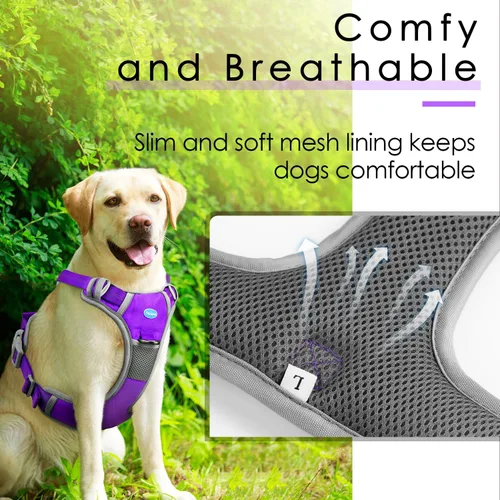 Miniatura 5 de ThinkPet Arnés deportivo transpirable, antitirones para perro, con asa, arnés reflectante y ajustable para perros medianos o grandes, clip trasero