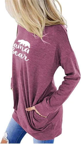 Miniatura 3 de onlypuff Sudaderas tipo túnica con estampado de bolsillo para mujer