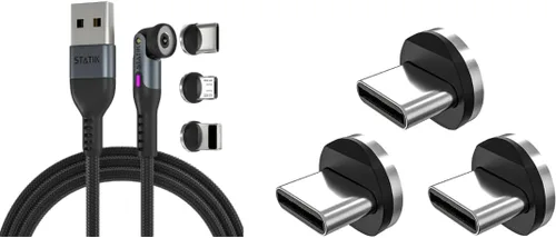 Miniatura 6 de Statik Conector magnético USB-C para cable de carga magnético, paquete de 3 adaptadores USB-C para cargador de cable, se ajusta fácilmente en su