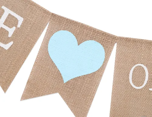 Miniatura 6 de Cartel de arpillera con texto en inglés «He or She – Decoración de baby shower, revelación de género, cartel rústico de ducha para niñas y niños