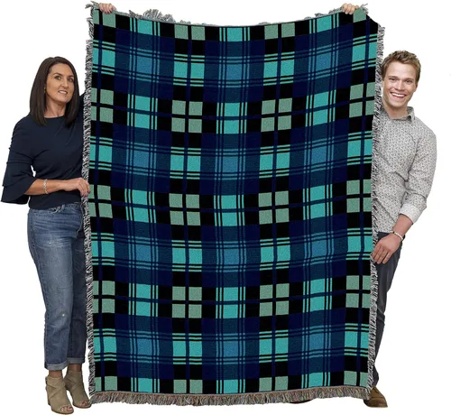 Pure Country Weavers - Manta a cuadros Black Watch Tartan - Tapicería de regalo tejida con patrones, de algodón - Fabricada en Estados Unidos (72x54)