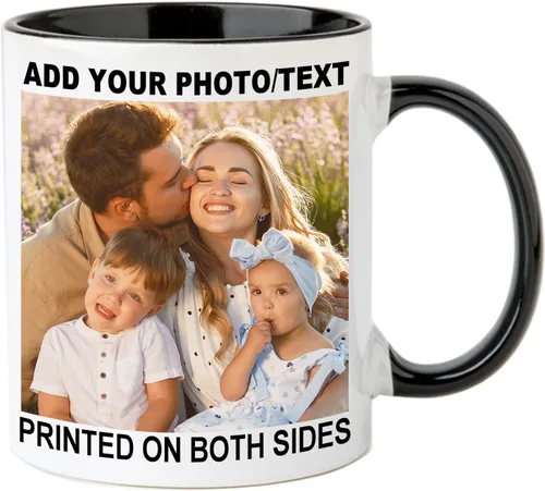 Miniatura 15 de Taza de café personalizada Taza personalizada con nombre y logotipo de texto, taza personalizada de 11 onzas en ambos lados, regalos Blanco