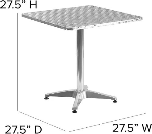 Miniatura 3 de Flash Furniture - Mesa cuadrada de aluminio de 27.5 pulgadas de grado comercial Mellie para interiores y exteriores con base