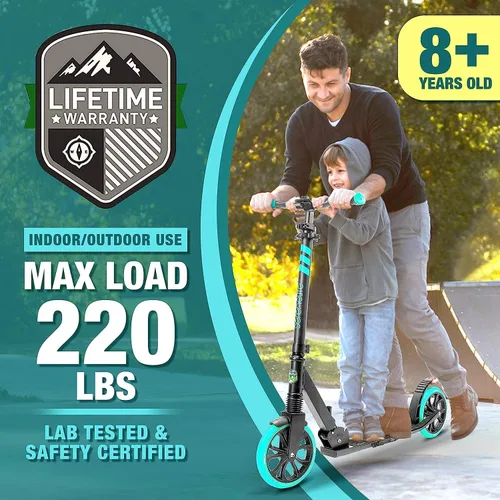 Miniatura 5 de SereneLife Patinete de dos ruedas para adolescentes, patinete de deslizamiento suave para adultos con altura ajustable para mayores de 8 años