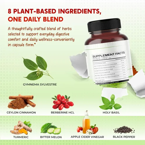 Miniatura 4 de Gymnema Sylvestre Berberina de canela de Ceilán todo en 1, alta potencia s para la salud digestiva y apoyo al metabolismo
