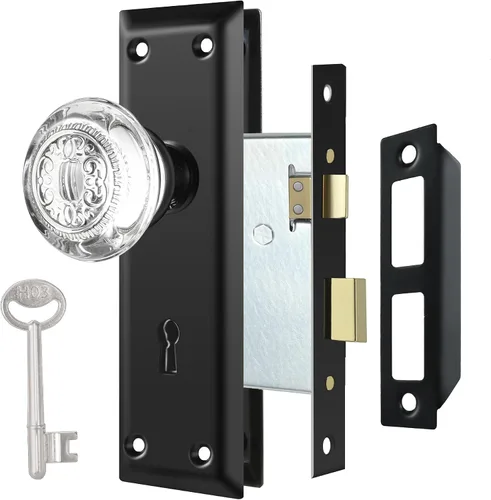 Miniatura 12 de Juego de cerradura de embutir ToPToToo para puerta interior, pomos de puerta de vidrio de cristal interior, reemplazo de perilla de puerta