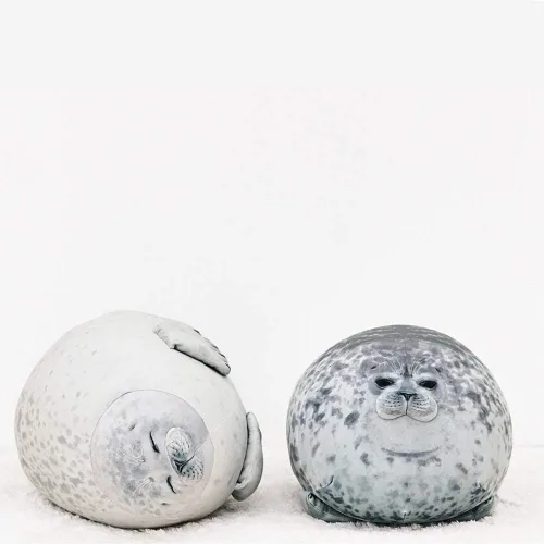 Miniatura 5 de MerryXD Almohada de felpa de foca gordita, juguete de animal de felpa de algodón relleno, lindo y grande del océano (23.6 pulgadas)