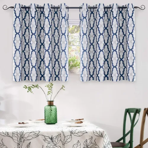 Miniatura 16 de DriftAway Mason - Cortinas térmicas opacas con ojales para ventanas, diseño geométrico de enrejado, 2 paneles, cada uno de 52 pulgadas por 63 Gris