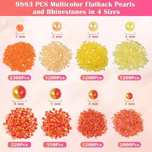 Miniatura 3 de 10000 perlas para uñas de diamantes de imitación para uñas con 4 piezas de pegamento B7000 de 0.5 fl oz, perlas para manualidades, 4