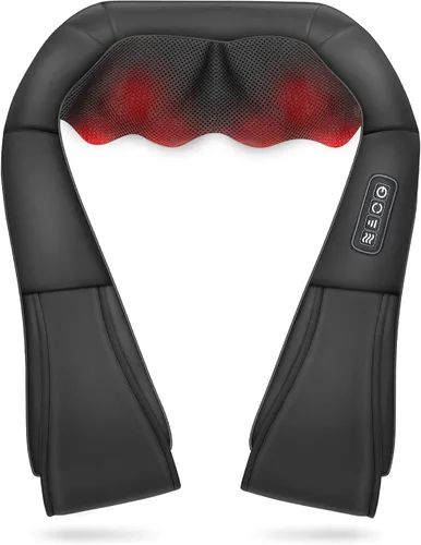Daiwa Felicity Shiatsu Masajeador de cuello y espalda con calor, alivio del dolor de tejido profundo para hombros con 8 nodos de amasamiento 3D,