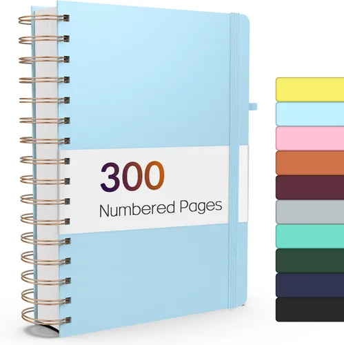 Miniatura 18 de Forvencer Cuaderno rayado en espiral con 300 páginas numeradas, diarios gruesos A5 para escribir con papel de 3.53 oz/m², cuadernos de tapa dura
