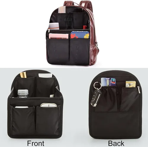 Miniatura 2 de HOYOFO Organizador de mochila pequeña, negro, 7.7 pulgadas de largo x 4.3 pulgadas de ancho x 10.6 pulgadas de alto, nailon impermeable, se adapta a
