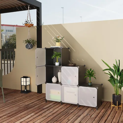Miniatura 6 de ATTSL6001 - Organizador de almacenamiento de 6 cubos con puertas, organizador de ropa de plástico apilable para dormitorio y debajo de escaleras