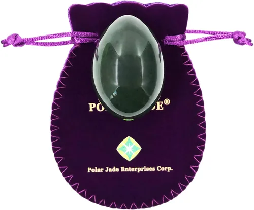 Miniatura 11 de Polar Jade Huevo de piedra hecho de jade nefrita, tamaño mediano (1.693x1.181 in), perforado, con cuerda sin encerar e instrucciones