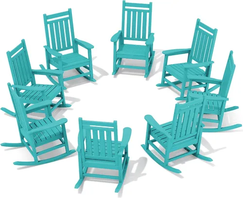 Miniatura 42 de SEWALL Mecedora de polietileno de alta densidad para adultos, mecedora de gran tamaño para exteriores, para patio, porche, Aruba