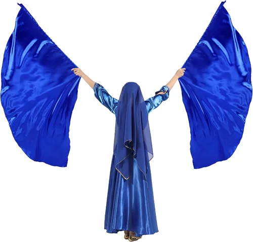 Miniatura 4 de Set de Banderas de Adoración MUNAFIE (2 Banderas + 2 Varillas Telescópicas + 1 Bolsa de Almacenamiento), banderas de adoración para danza en la Azul
