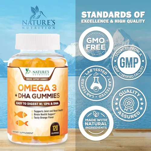 Miniatura 4 de Gomitas de aceite de pescado Omega 3 – Suplemento de goma Omega 3 de triple fuerza con alta absorción DHA y EPA – Apoyo para el corazón
