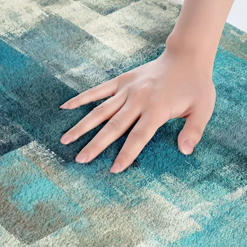 Miniatura 3 de Erosebridal Alfombra de baño turquesa de 16 x 24 pulgadas, antideslizante, verde azulado y gris, para niñas y adultos, alfombra de puerta