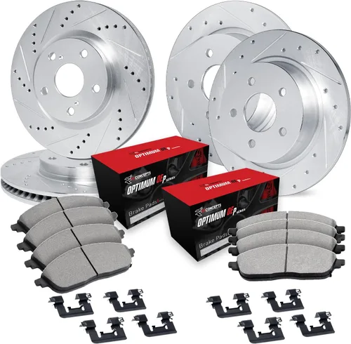 Miniatura 8 de R1 Concepts Kit de freno delantero y trasero para Subaru Impreza 2012-2016 Rotores de freno ranurados perforados Kit de pastillas de freno