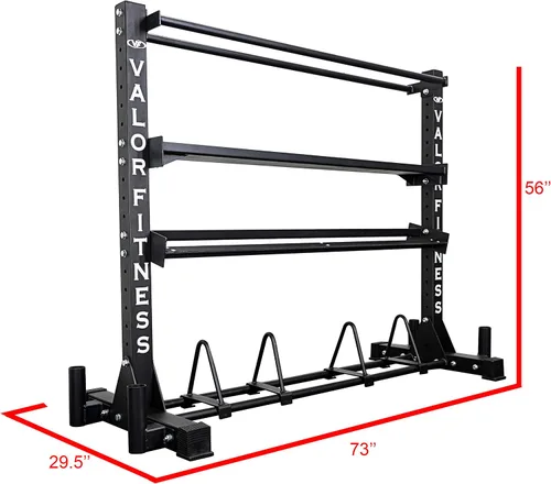 Miniatura 2 de Valor Fitness Estante de almacenamiento de equipo de gimnasio de 4 niveles resistente – Organiza pesas rusas, mancuernas, pelotas medicinales