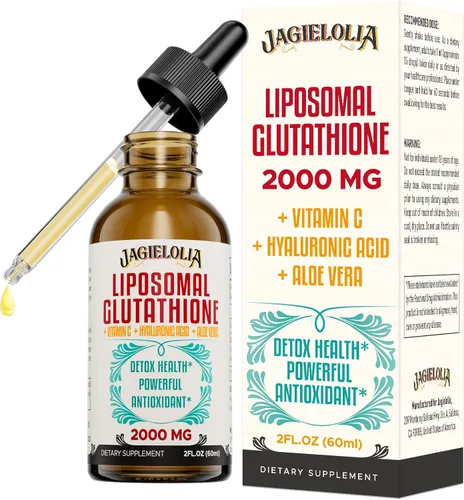 Jagielolia Líquido de glutatión liposomal de 2000 MG, fabricado en los Estados Unidos, suplemento de glutatión reducido, absorción mejorada, sin
