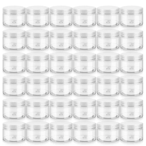 Miniatura 11 de Loretoy Paquete de 36 tarros de plástico de 2 onzas con tapas, sin BPA, reutilizables, rellenables, recipientes de cosméticos transparentes