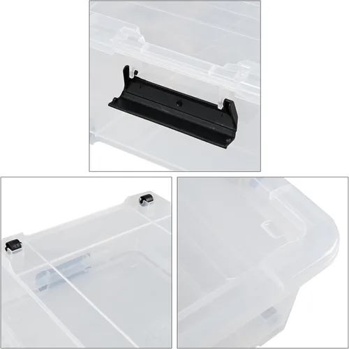 Miniatura 3 de Zopnny Contenedor organizador de plástico de 25 cuartos de galón para debajo de la cama, con tapas seguras y hebillas duraderas, transparente